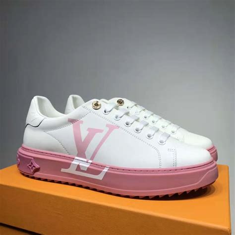 pink and white lv sneakers.